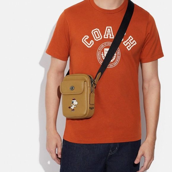 NWT Coach X Peanuts Heritage Crossbody With Snoopy Motif Pebble Leather CE613 - Picture 14 of 15